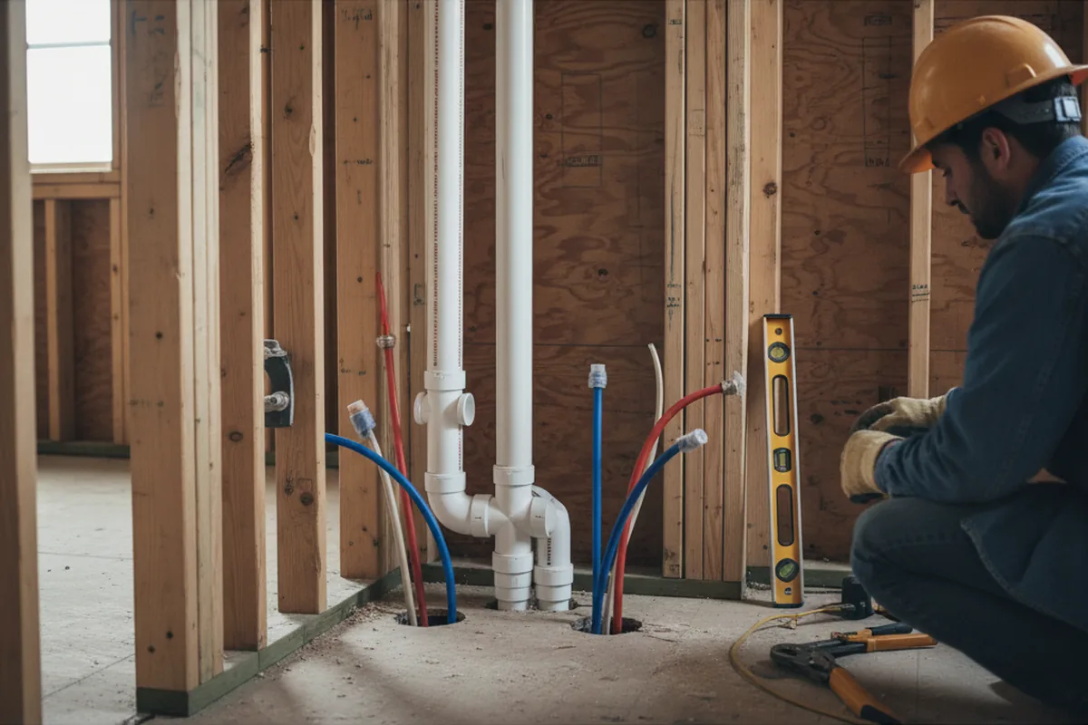 Drain and supply rough-in during Toilet Repair and Installation in Elon